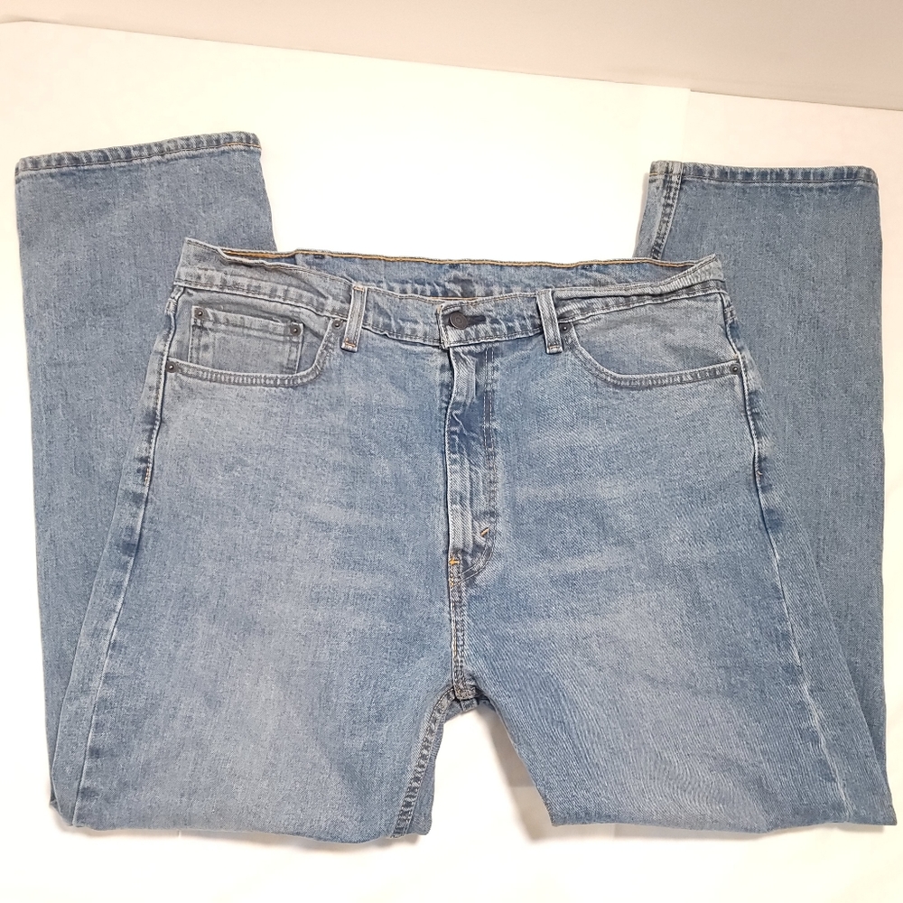 Levis 505 Light Wash Straight Leg Denim Blue Jeans 38x30